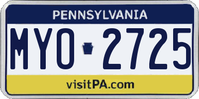 PA license plate MYO2725