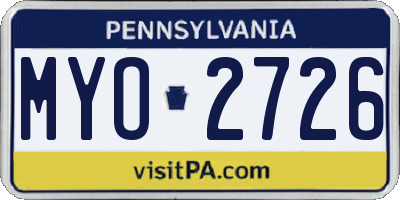 PA license plate MYO2726