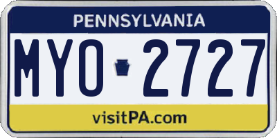 PA license plate MYO2727