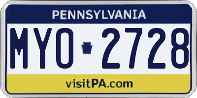 PA license plate MYO2728