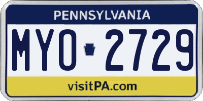 PA license plate MYO2729
