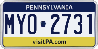 PA license plate MYO2731