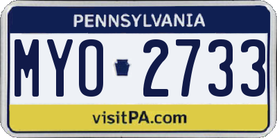 PA license plate MYO2733