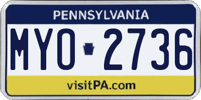 PA license plate MYO2736