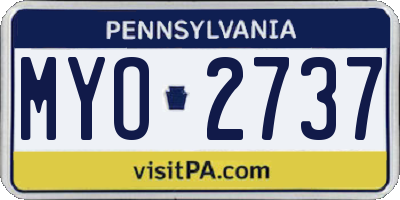 PA license plate MYO2737