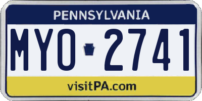 PA license plate MYO2741