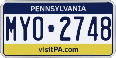 PA license plate MYO2748