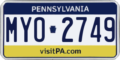 PA license plate MYO2749