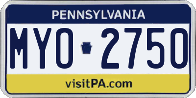 PA license plate MYO2750