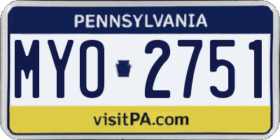 PA license plate MYO2751