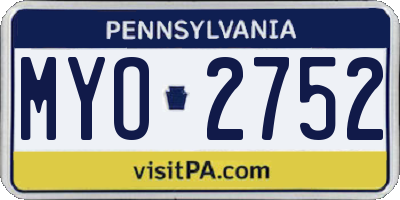 PA license plate MYO2752
