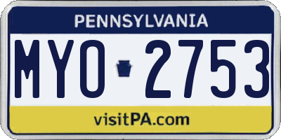 PA license plate MYO2753