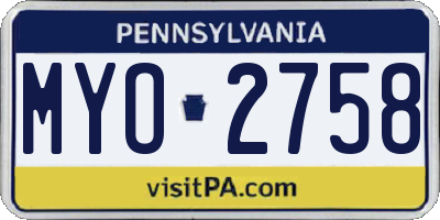 PA license plate MYO2758
