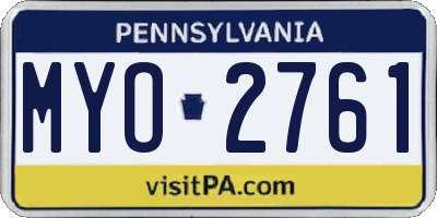 PA license plate MYO2761