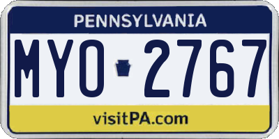 PA license plate MYO2767
