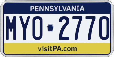 PA license plate MYO2770