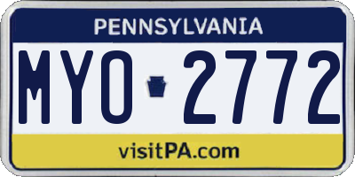 PA license plate MYO2772