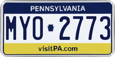 PA license plate MYO2773