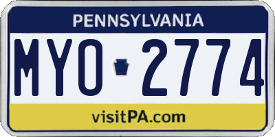 PA license plate MYO2774