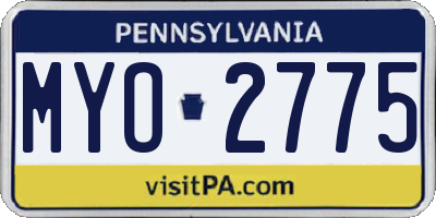 PA license plate MYO2775