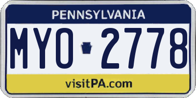 PA license plate MYO2778