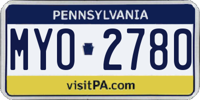 PA license plate MYO2780