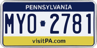 PA license plate MYO2781