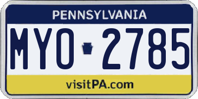 PA license plate MYO2785