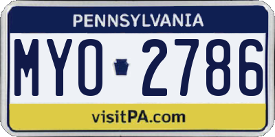 PA license plate MYO2786