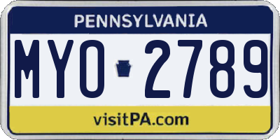 PA license plate MYO2789