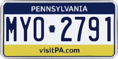 PA license plate MYO2791