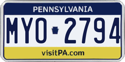 PA license plate MYO2794