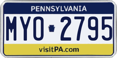 PA license plate MYO2795