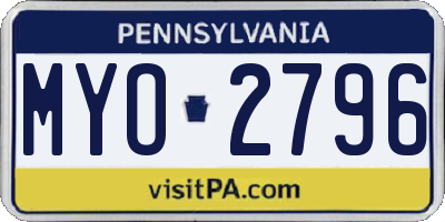 PA license plate MYO2796