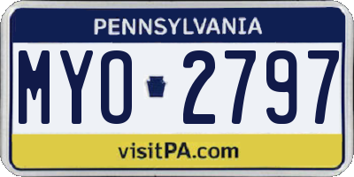 PA license plate MYO2797