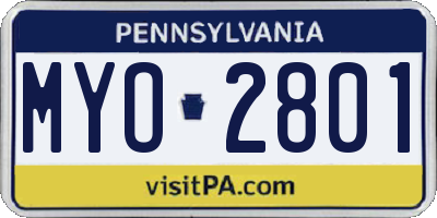 PA license plate MYO2801