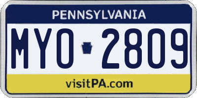 PA license plate MYO2809