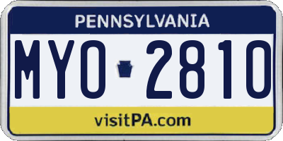 PA license plate MYO2810