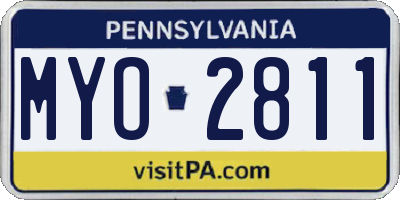 PA license plate MYO2811