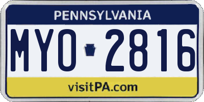 PA license plate MYO2816