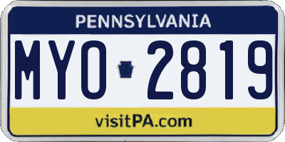 PA license plate MYO2819
