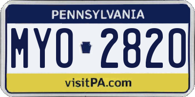 PA license plate MYO2820