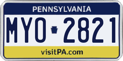 PA license plate MYO2821