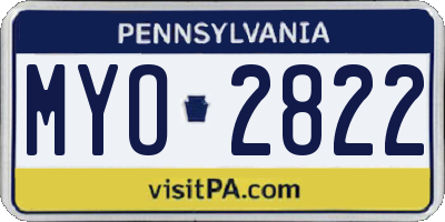 PA license plate MYO2822