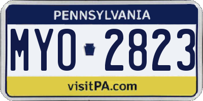 PA license plate MYO2823
