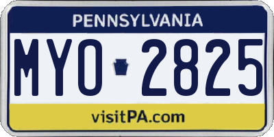 PA license plate MYO2825