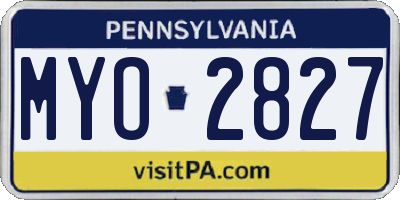 PA license plate MYO2827