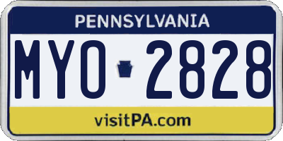PA license plate MYO2828