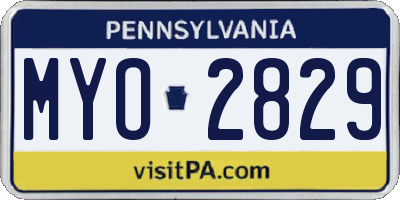 PA license plate MYO2829