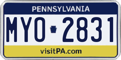 PA license plate MYO2831